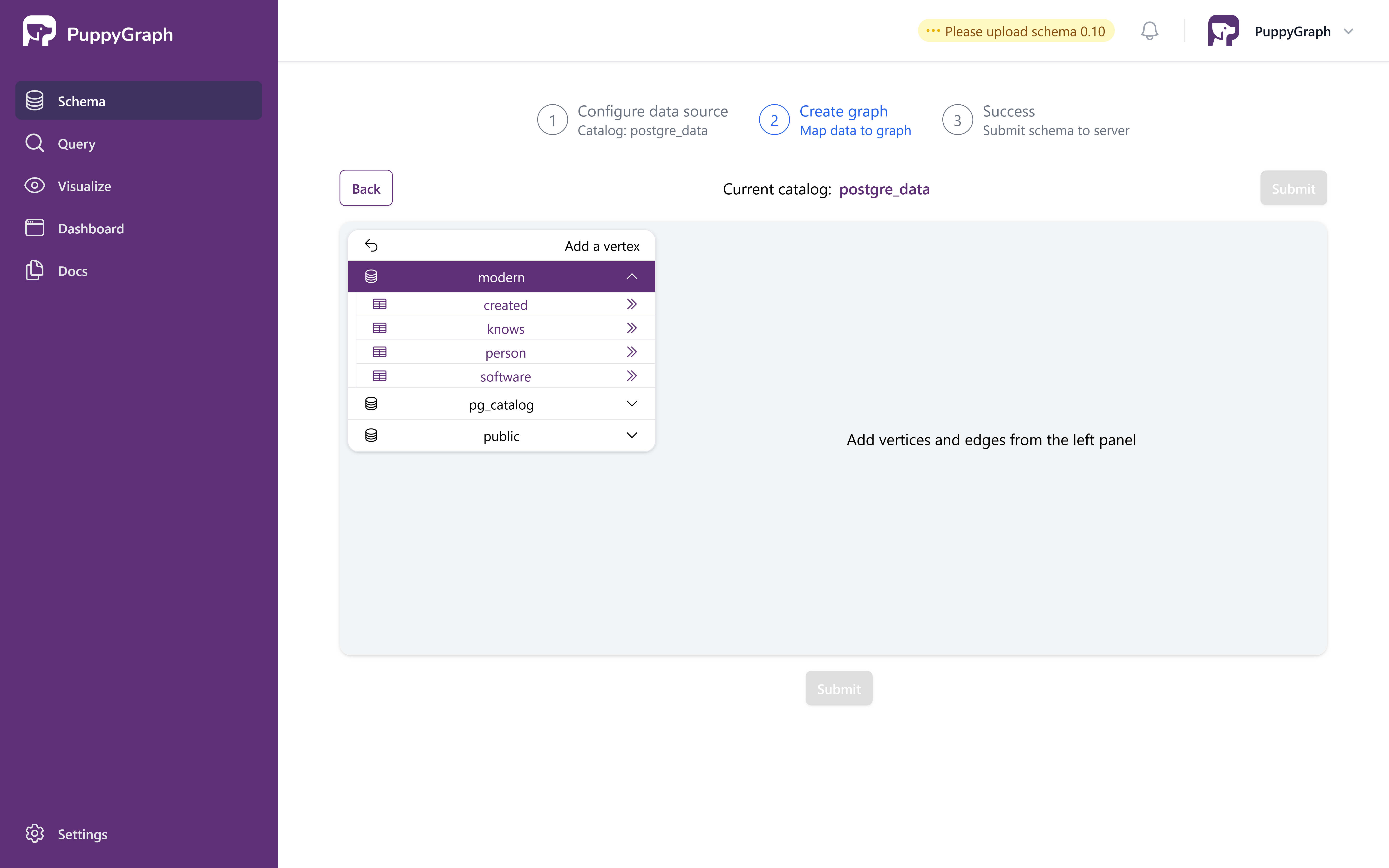 Selecting the table for the first schema