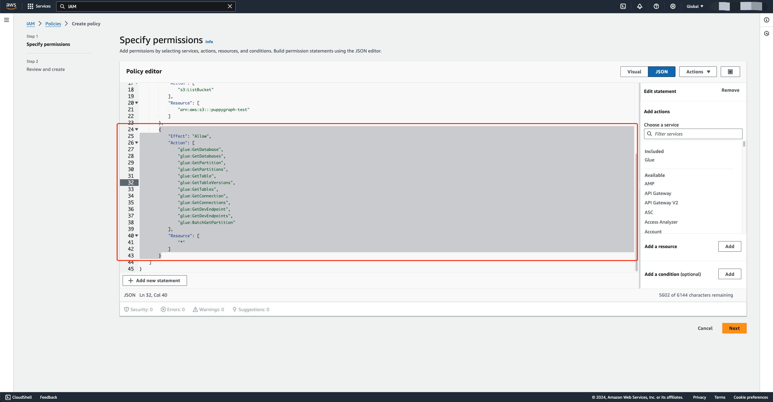 Glue configuration