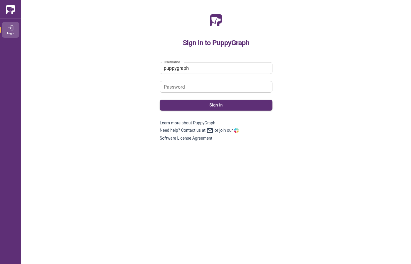 Login page
