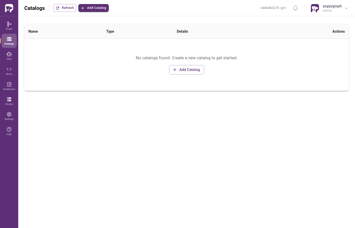 Empty catalogs page
