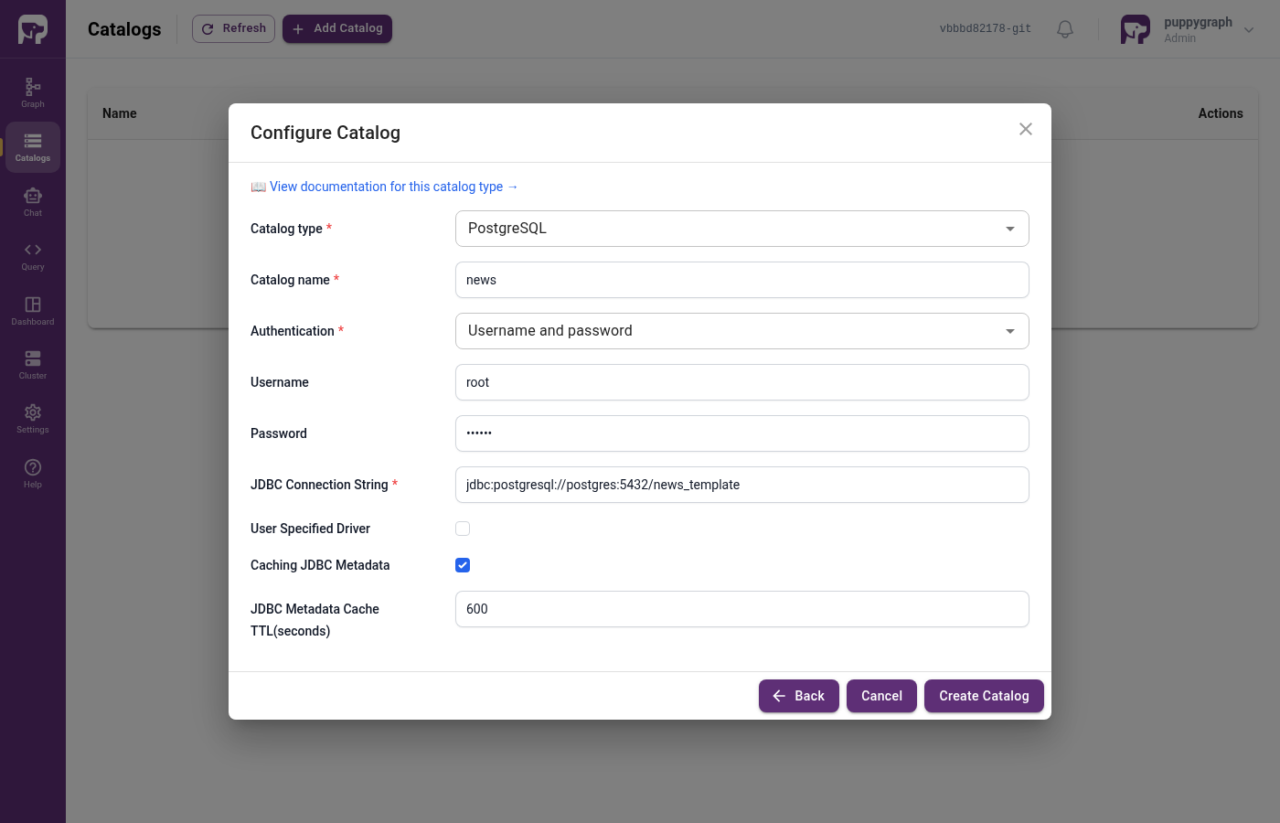 Catalog form filled in