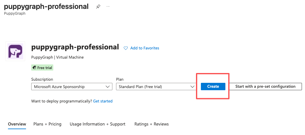 Create VM from marketplace