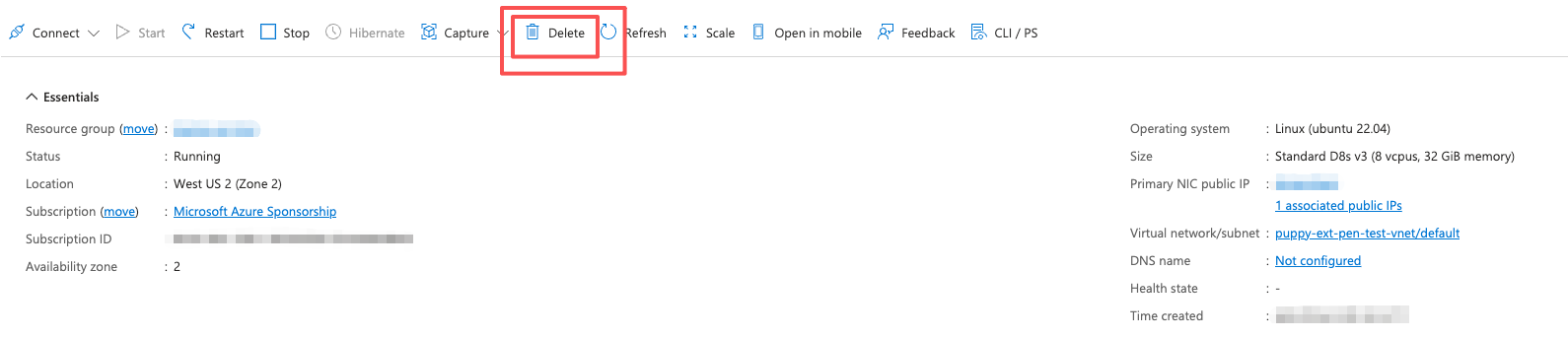 Terminate the VM Instance