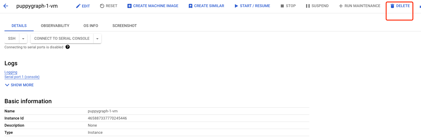 Terminate the VM Instance