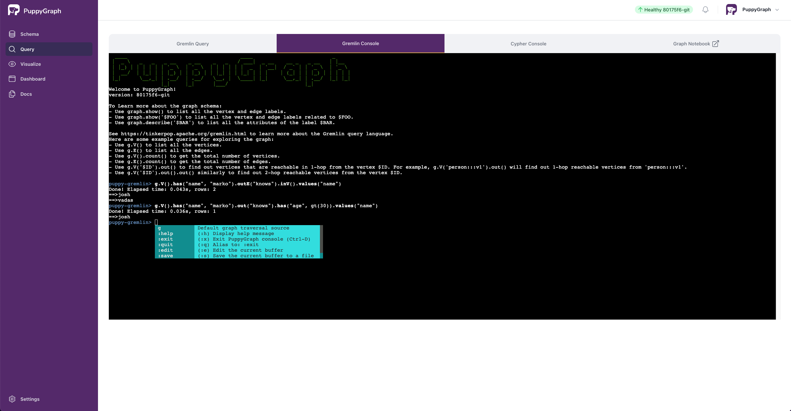 Querying using Gremlin - PuppyGraph Docs