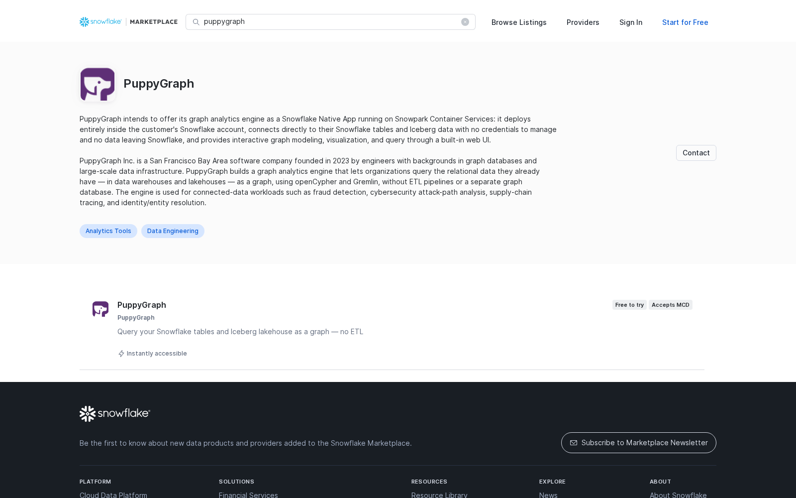 PuppyGraph on the Snowflake Marketplace