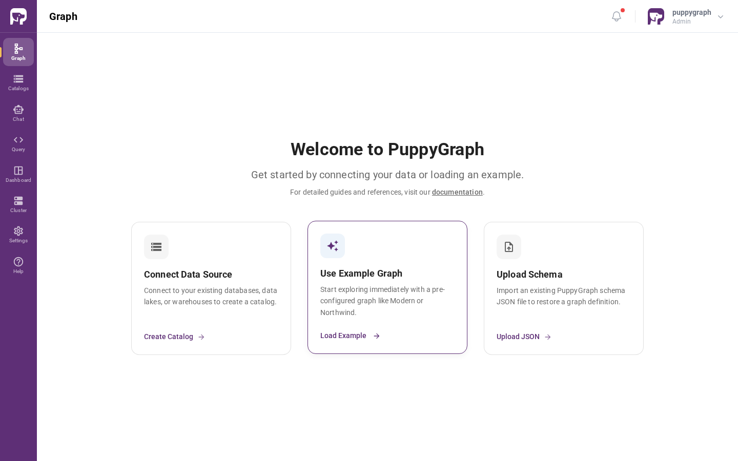 Graph welcome screen